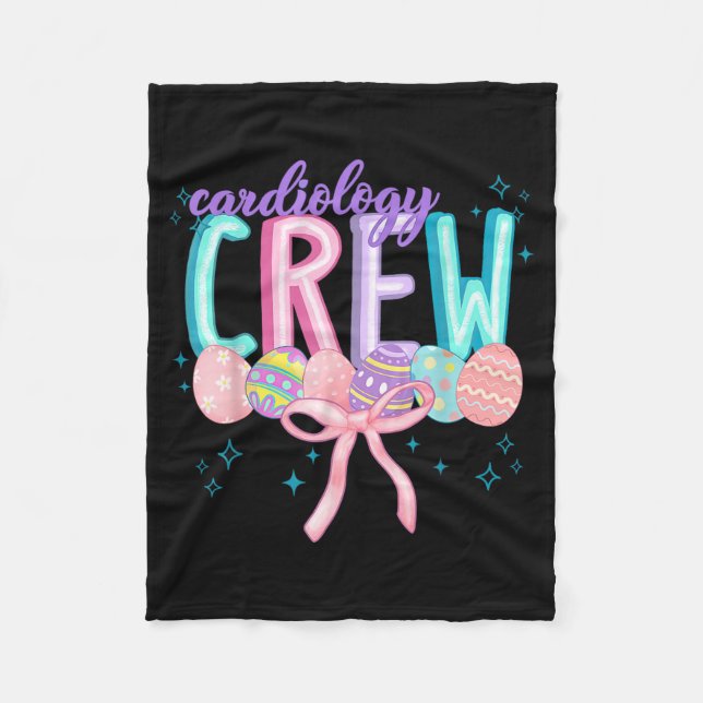 Coquette Bow Cardiology Crew Egg Bunny Easter Fleece Blanket (Front)