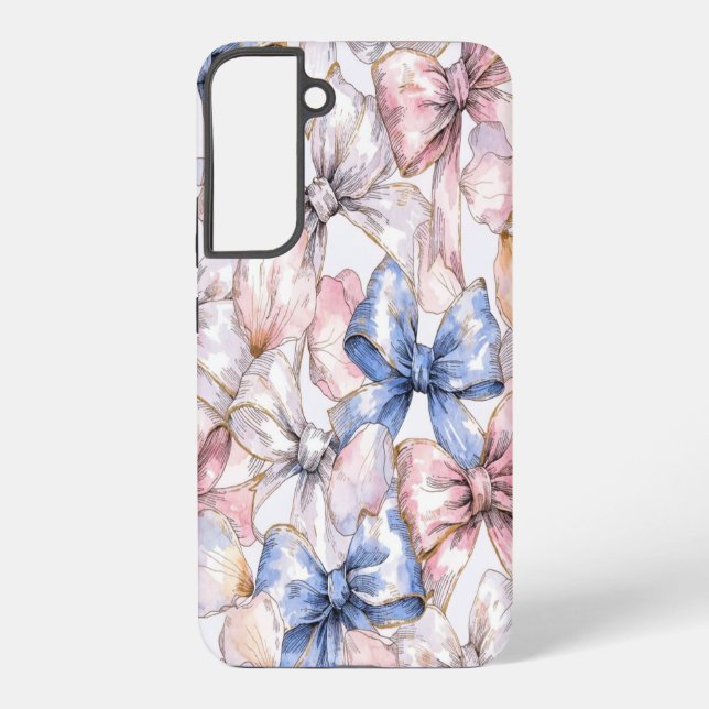 Coquette Bow & Cherry Blossom Romantic Pink Samsung Galaxy S22+ Case (Back)
