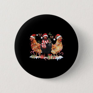 Coquette Bow Chicken Christmas Hat Lights Farm Ani 6 Cm Round Badge