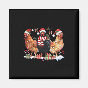 Coquette Bow Chicken Christmas Hat Lights Farm Ani Magnet