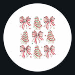 Coquette Bow Christmas Debbie Becky Jen Cake Lover Classic Round Sticker<br><div class="desc">Coquette Bow Christmas Debbie Becky Jen Cake Lovers Girls _1</div>