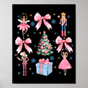 Coquette Bow Christmas Nutcracker Ballet Festive W Poster