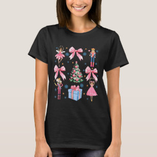 Coquette Bow Christmas Nutcracker Ballet Festive W T-Shirt