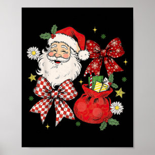 Coquette Bow Christmas Santa Claus Xmas Holiday Wo Poster