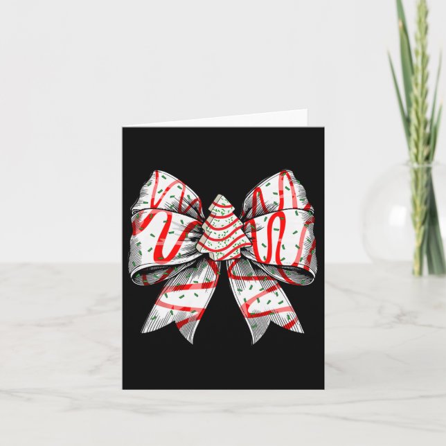 Coquette Bow Christmas Tree Cake Christmas Vibes G Card (Front)