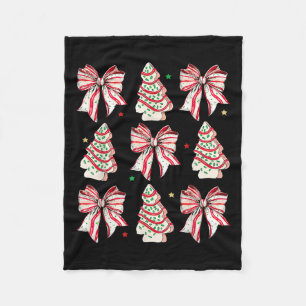 Coquette Bow Christmas Tree Cakes Xmas Family Paja Fleece Blanket