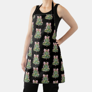 Coquette Bow Christmas Tree Holiday Girly Cute Apron