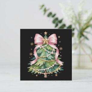 Coquette Bow Christmas Tree Holiday Girly Cute Card