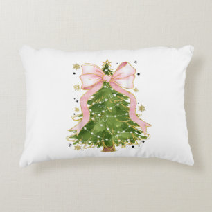 Coquette Bow Christmas Tree Holiday Girly Outfit W Decorative Cushion