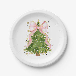 Coquette Bow Christmas Tree Holiday Girly Outfit W Paper Plate