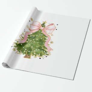 Coquette Bow Christmas Tree Holiday Girly Outfit W Wrapping Paper