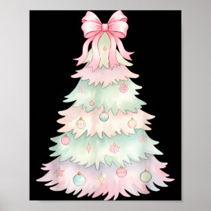 Coquette Bow Christmas Tree Xmas Holiday Girls Wom Poster