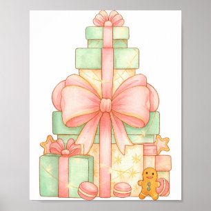 Coquette Bow Christmas Tree Xmas Holiday Girly Out Poster