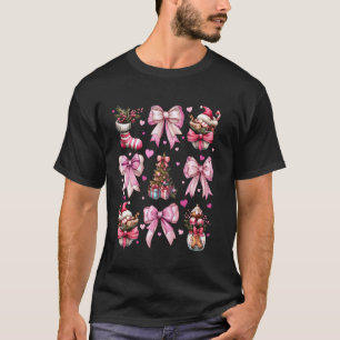 Coquette Bow Christmas Tree Xmas Santa Claus Girl  T-Shirt