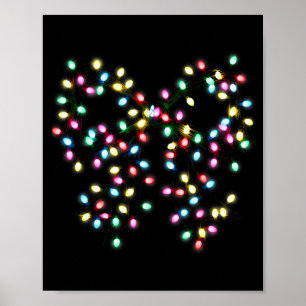 Coquette Bow Christmas Xmas Lights Pajamas Holiday Poster