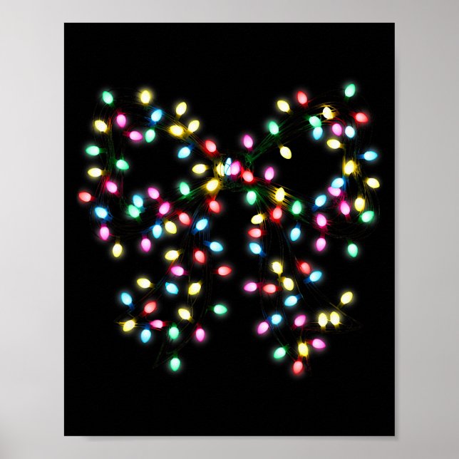 Coquette Bow Christmas Xmas Lights Pajamas Holiday Poster (Front)
