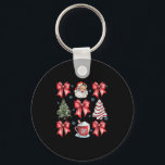 Coquette Bow Cocoa Santa Christmas Xmas Tree Pajam Key Ring<br><div class="desc">Coquette Bow Cocoa Santa Christmas Xmas Tree Pyjamas Holiday</div>