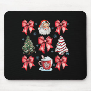 Coquette Bow Cocoa Santa Christmas Xmas Tree Pajam Mouse Pad