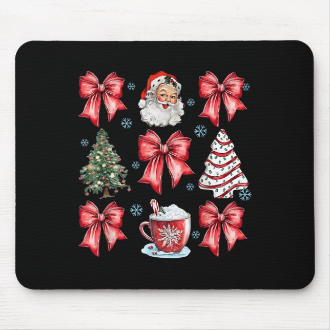 Coquette Bow Cocoa Santa Christmas Xmas Tree Pajam Mouse Pad (Front)