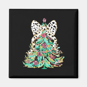 Coquette Bow Colourful Christmas Tree Girly Holida Magnet