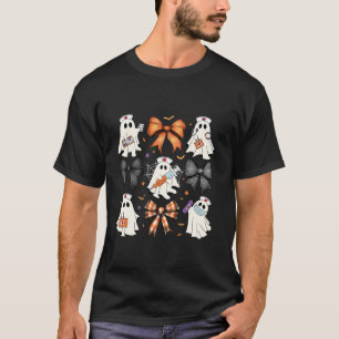 Coquette Bow Cute Fall Ghost Boo Boo Crew Nurse Ha T-Shirt