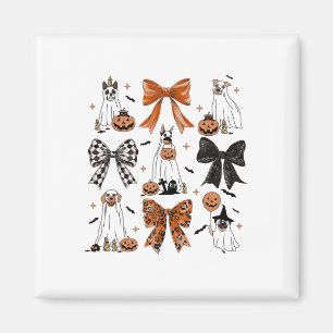 Coquette Bow Cute Ghost Dogs Halloween Pumpkin Spo Magnet