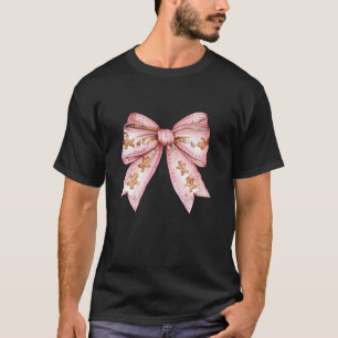 Coquette Bow Cute Pink Christmas Tree Santa Ginger T-Shirt