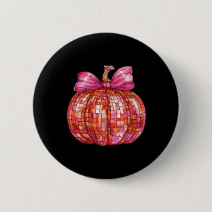 Coquette Bow Disco Ball Pumpkin Cute Girly Hallowe 6 Cm Round Badge