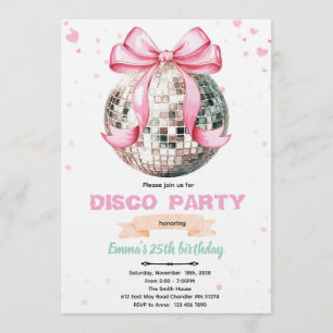 Coquette Bow Disco Party Invitation