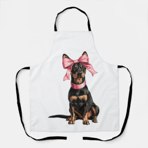Coquette Bow Doberman Dog Mom Girl Pink Apron