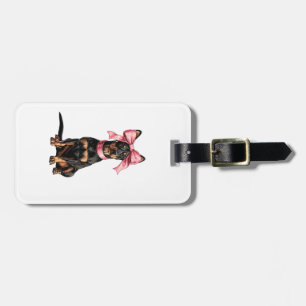 Coquette Bow Doberman Dog Mum Girl Pink Luggage Tag