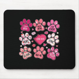 Coquette Bow Dog Paw Print Heart Valentine Dog Mom Mouse Pad