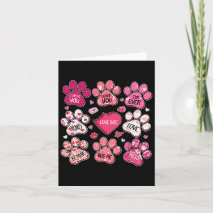 Coquette Bow Dog Paw Print Heart Valentine Dog Mum Card