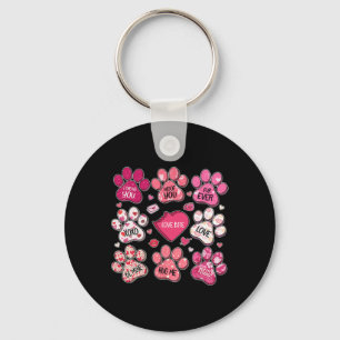 Coquette Bow Dog Paw Print Heart Valentine Dog Mum Key Ring