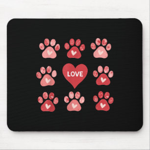 Coquette Bow Dog Paw Print Heart Valentine Dog Mum Mouse Pad
