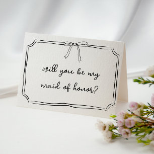 Coquette Bow Drawing Maid of Honour Proposal Card