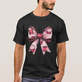 Coquette Bow Drum Drummer Mum Pattern Pink Ribbon T-Shirt