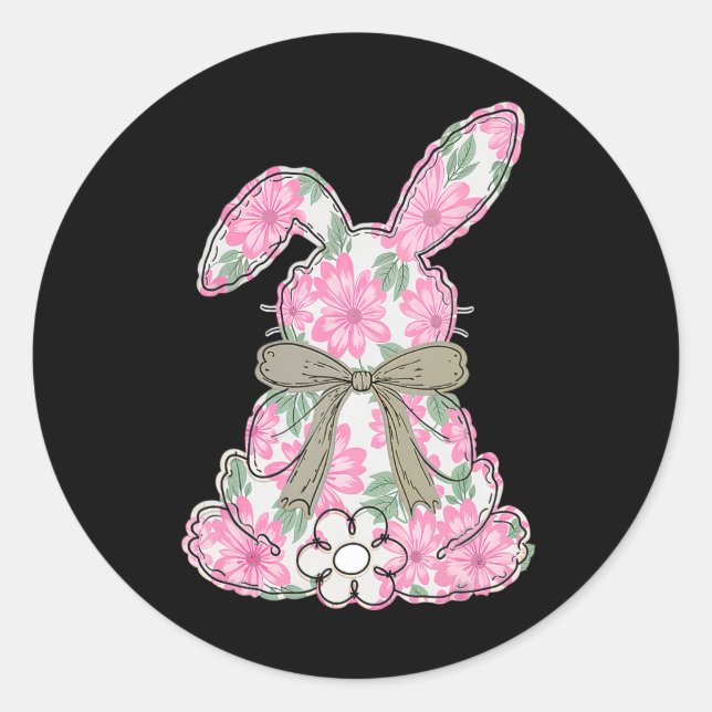 Coquette Bow Easter Bunny Spring Florals Women Tee Classic Round Sticker (Front)