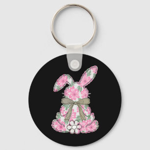 Coquette Bow Easter Bunny Spring Florals Women Tee Key Ring