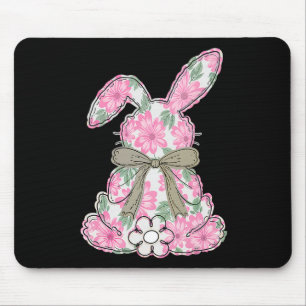 Coquette Bow Easter Bunny Spring Florals Women Tee Mouse Pad