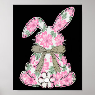 Coquette Bow Easter Bunny Spring Florals Women Tee Poster