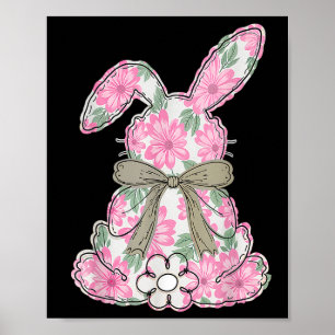 Coquette Bow Easter Bunny Spring Florals Women Tee Poster