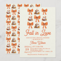 Coquette bow fall in Love Coffee Orange Editable