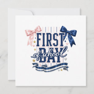 Coquette Bow First Day of School Invitation