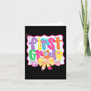 Coquette Bow First Grade Back To School 1st Grade  Card