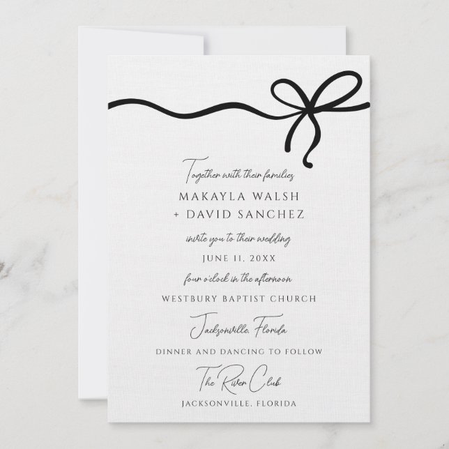 Coquette Bow Formal Wedding Invitation  (Front)
