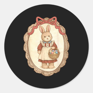 Coquette Bow Funny Bunny Eggs Rabbit Happy Easter Classic Round Sticker