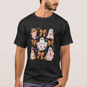 Coquette Bow Funny Ghost Witch Spooky Season Happy T-Shirt