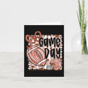 Coquette Bow Funny Girly Football Game Day Touchdo Card