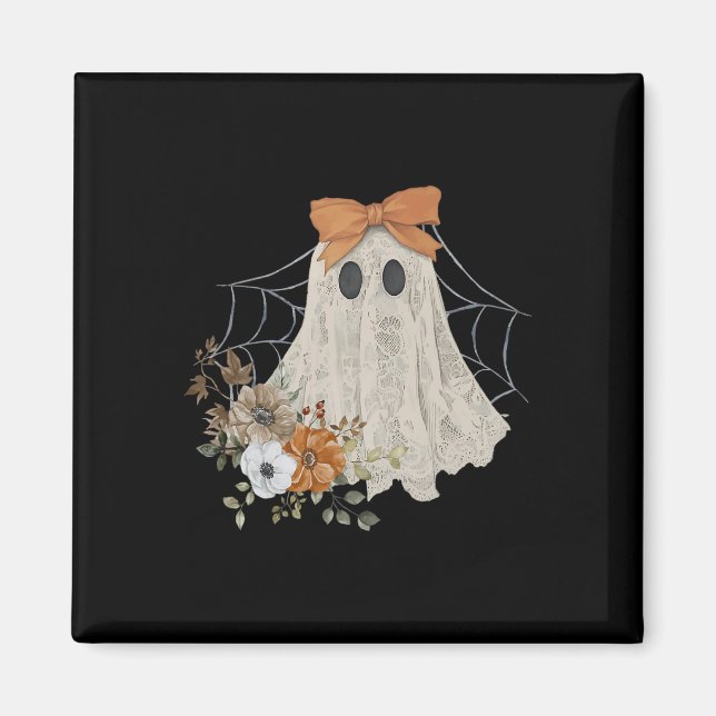 Coquette Bow Funny Halloween Lace Ghost Girly Spoo Magnet (Front)